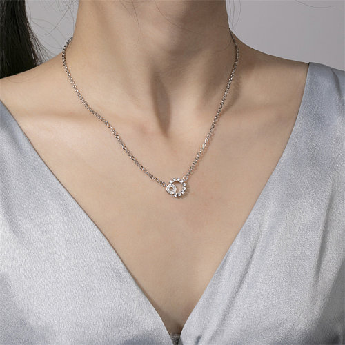 Elegant Simple Style Starry Sky Stainless Steel  Plating Inlay Zircon Silver Plated Pendant Necklace