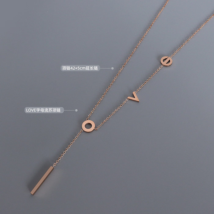 European And American Stainless Steel Plated Heart Letter Collarbone Necklace