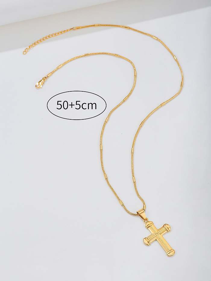 Vintage Style Simple Style Cross Stainless Steel  Plating Inlay Zircon Gold Plated Silver Plated Pendant Necklace