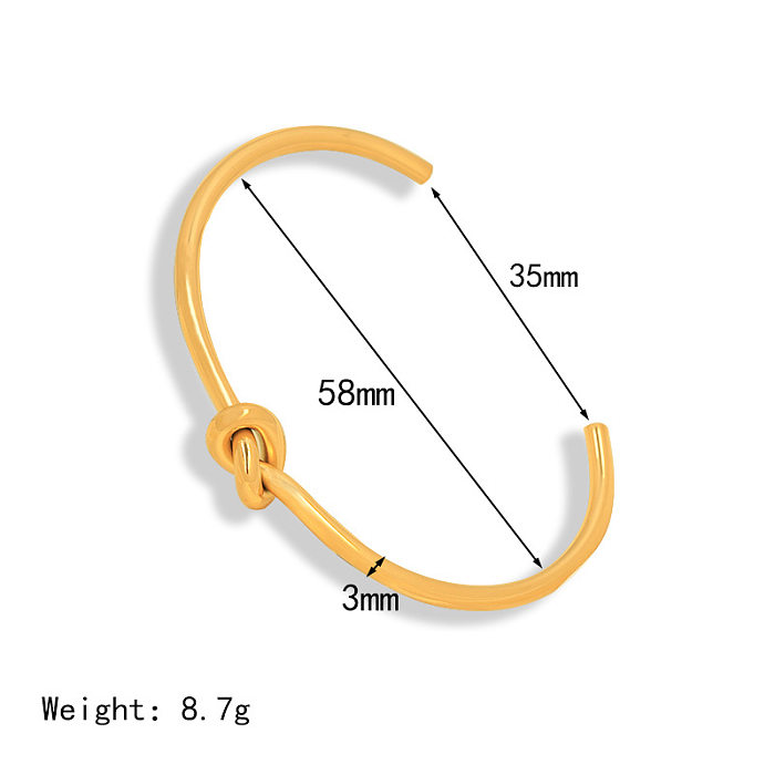 Bracelet plaqué en acier inoxydable avec nœud de couleur unie, Style Simple, 1 pièce