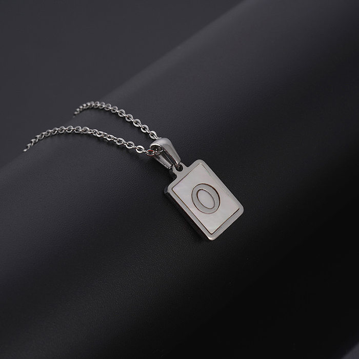 Simple Style Letter Rectangle Stainless Steel Pendant Necklace Plating Shell Stainless Steel  Necklaces