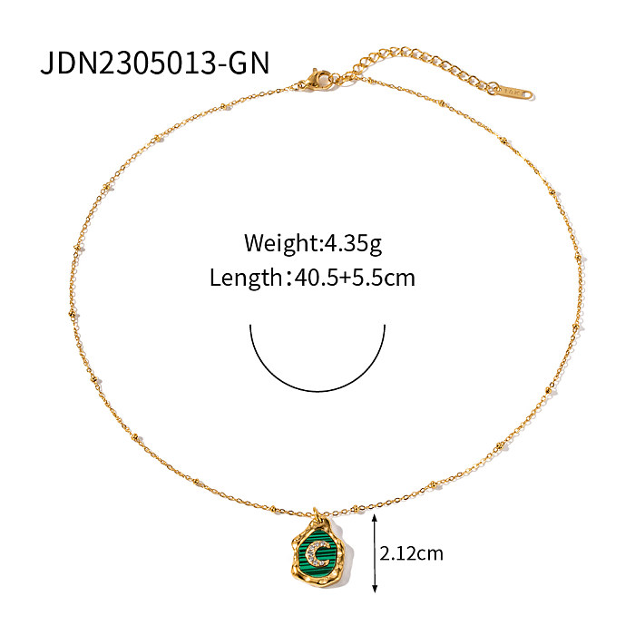 IG Style Irregular Moon Stainless Steel  Plating Inlay Zircon 18K Gold Plated Necklace