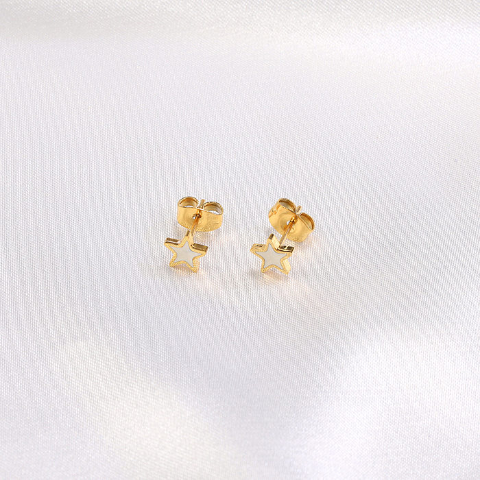 1 Pair Simple Style Solid Color Plating Stainless Steel 18K Gold Plated Ear Studs