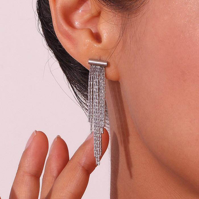 1 paire de boucles d'oreilles pendantes en acier inoxydable plaqué or 18 carats, Style Simple pour femmes