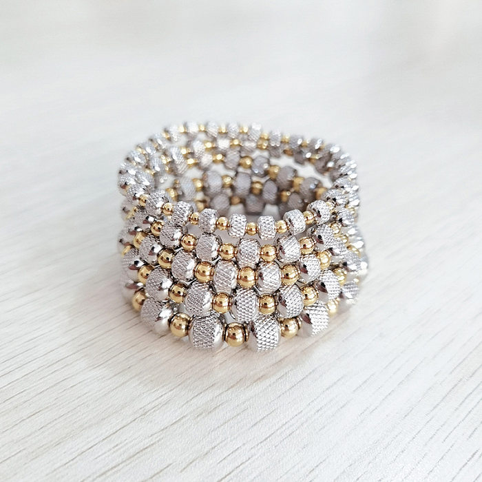 1 Stück schlichte Kreisarmbänder aus Edelstahl mit Perlenbeschichtung