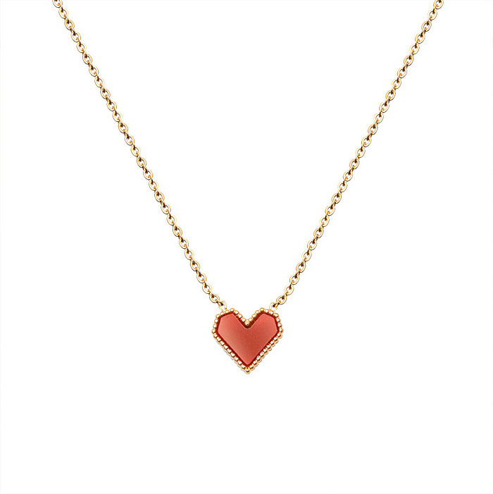 Sweet Heart Shape Stainless Steel Plating Pendant Necklace 1 Piece