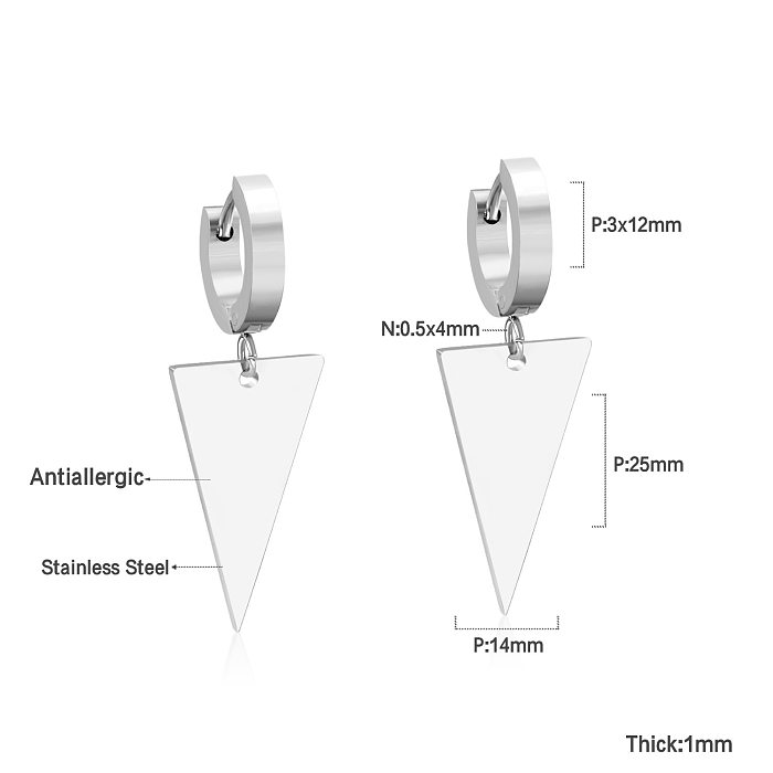Modische Dreieck-Ohrringe in runder Herzform aus Edelstahl mit Strasssteinen, 1 Paar