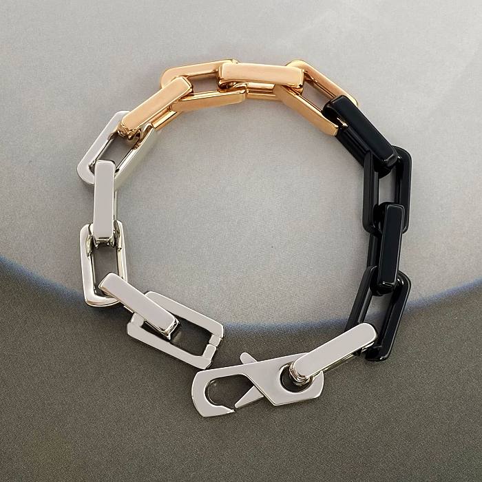 Bracelets décontractés en placage d'acier et de titane géométriques hip-hop