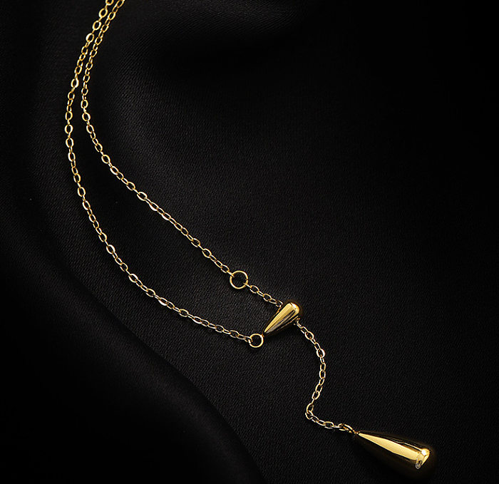 Collier pendentif en acier inoxydable avec gouttelettes d'eau à la mode, placage de colliers en acier inoxydable