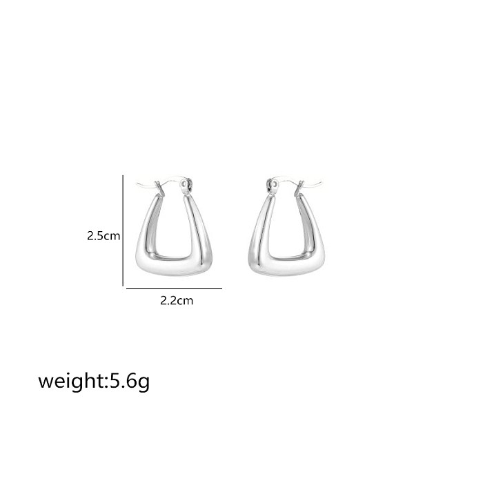 1 Pair Simple Style Commute Shiny Irregular Geometric Circle Plating Stainless Steel  White Gold Plated Earrings