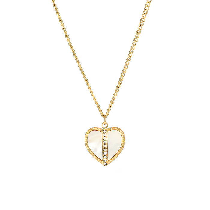 Sweet Heart Shape Stainless Steel  Gold Plated Shell Pendant Necklace In Bulk