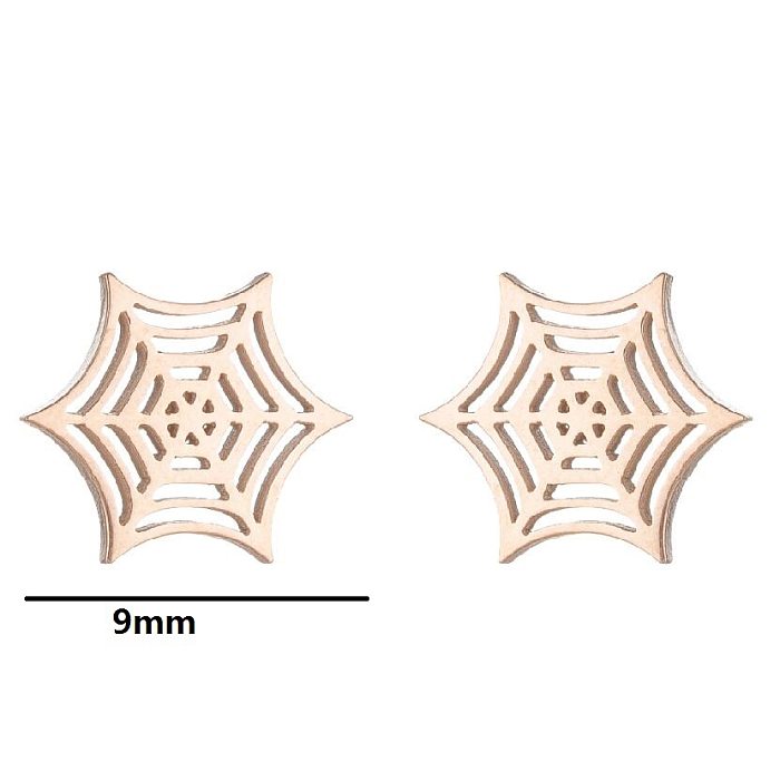 1 Pair Modern Style Star Moon Spider Web Stainless Steel Star Ear Studs