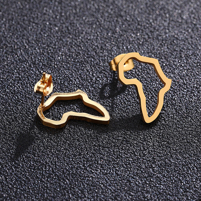Simple Style Map Stainless Steel  Ear Studs Plating No Inlaid Stainless Steel  Earrings