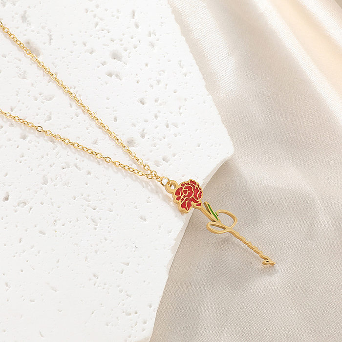 Cute Sweet Flower Stainless Steel  Pendant Necklace In Bulk