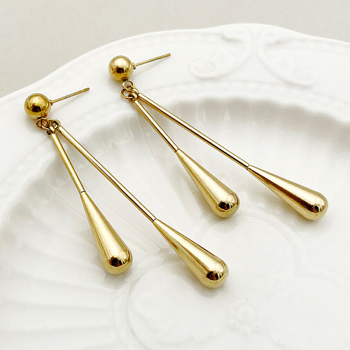 1 Pair Vintage Style Solid Color Plating Stainless Steel  Gold Plated Drop Earrings