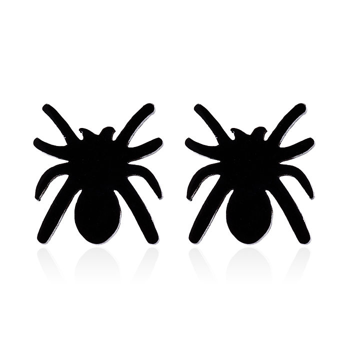Einfacher Stil, herzförmige Spinne, Edelstahlbeschichtung, ausgehöhlte Ohrstecker, 1 Paar