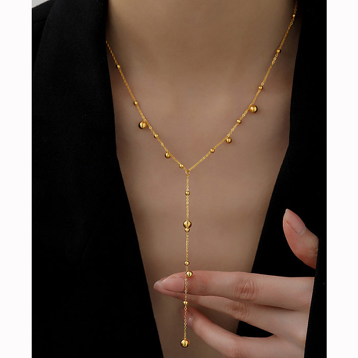 Vintage Style Solid Color Stainless Steel Plating 18K Gold Plated Necklace