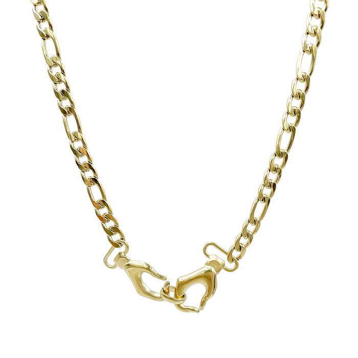 Wholesale Hip-Hop Hand Stainless Steel  14K Gold Plated Necklace