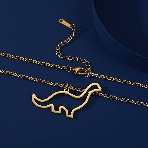 Collier pendentif en acier inoxydable plaqué animal mignon en acier inoxydable