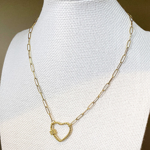 Collar largo chapado en oro hueco chapado en pulido de acero inoxidable con forma de corazón de estilo Simple informal