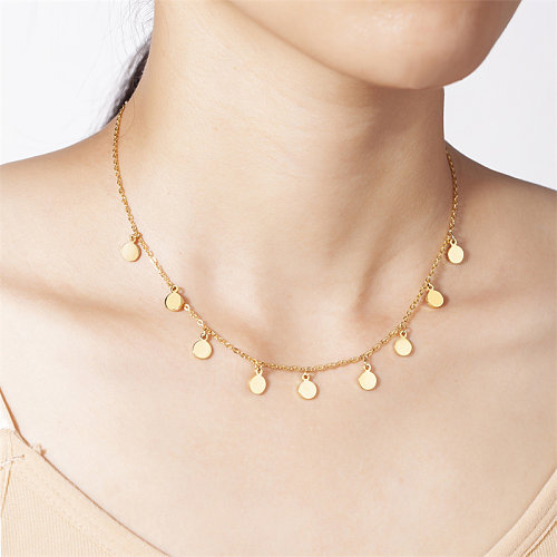 Lässiger, einfacher Stil, klassischer Stil, runde Halskette aus Edelstahl mit Edelstahlbeschichtung und vergoldeter Halskette