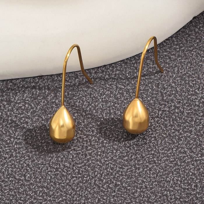 1 Pair French Style Simple Style Water Droplets Stainless Steel  Plating 14K Gold Plated Earrings
