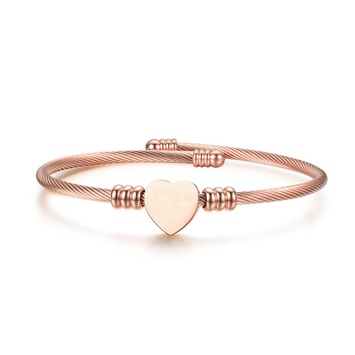 Bracelet en acier inoxydable en forme de coeur de dame en métal sans bracelets en acier inoxydable incrustés