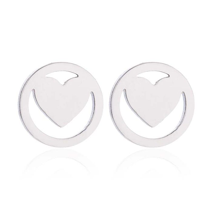 1 paire de clous d'oreilles plaqués or 18 carats, Style IG Simple, en forme de cœur, placage de polissage, en acier inoxydable