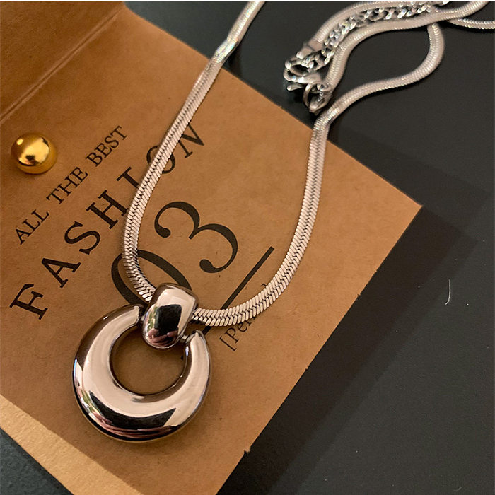 Casual Geometric Stainless Steel Polishing Pendant Necklace