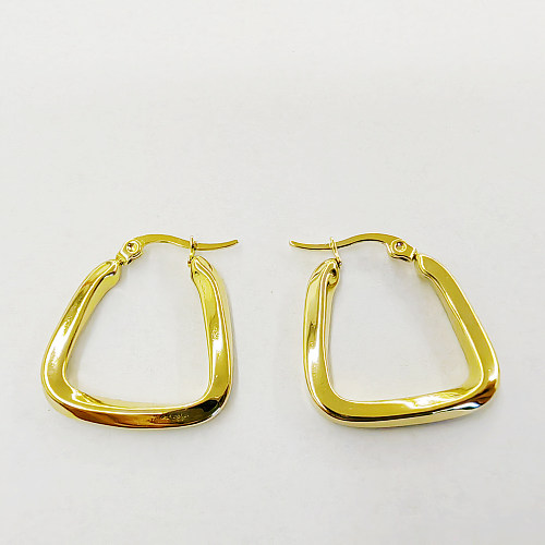 1 Pair Modern Style Simple Style Round Trapezoid Solid Color Stainless Steel  Stainless Steel Irregular Plating Earrings