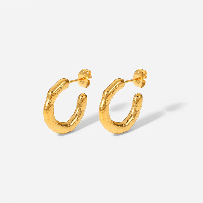 Vintage Geometric Stainless Steel  Lava C-shaped Earrings Jewelry Wholesale