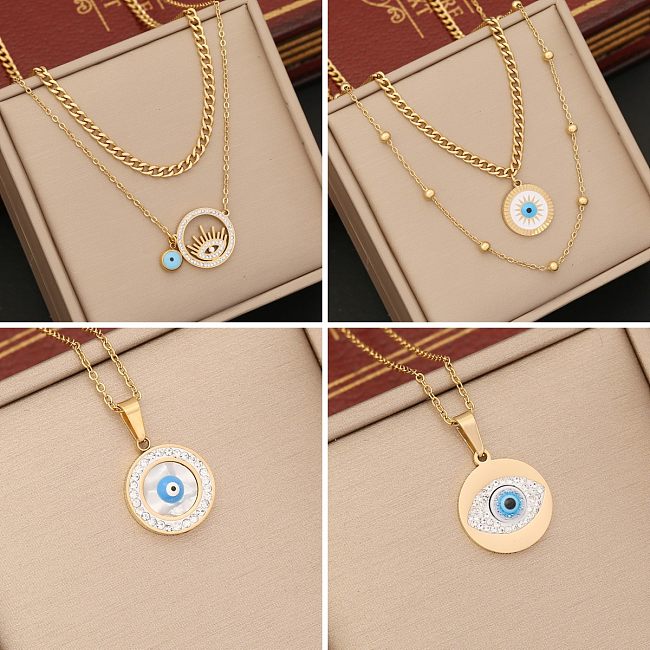 Eye Necklace Double-Layer Chain Stainless Steel  Clavicle Chain