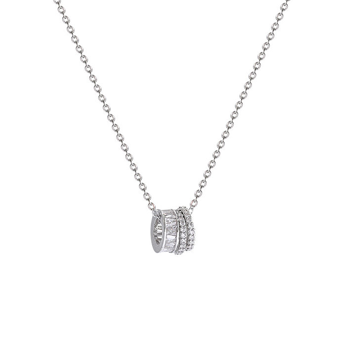 Fashion Geometric Pendent Zircon Stainless Steel Necklace Female