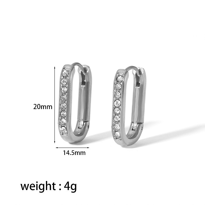1 Pair Casual Oval Polishing Plating Inlay Stainless Steel  Zircon 18K Gold Plated Earrings
