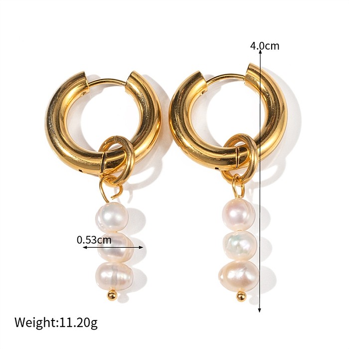 1 Pair IG Style Casual Sweet Round Asymmetrical Plating Stainless Steel  Gold Plated Drop Earrings
