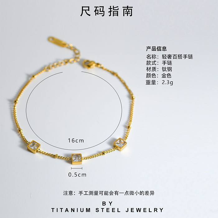 Fashion Simple Geometric Square Zircon Stainless Steel Bracelet