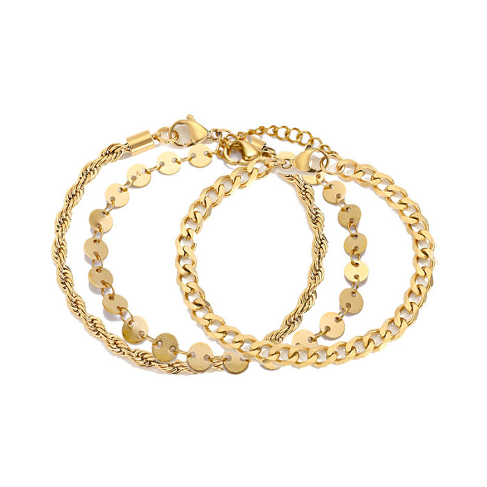 Simple Style Solid Color Stainless Steel Plating Bracelets