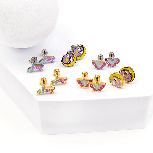 Cute Penguin Dolphin Stainless Steel  Ear Studs 1 Pair