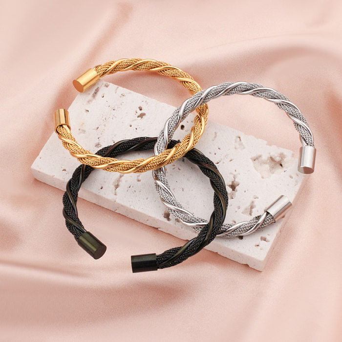 Fashion Solid Color Stainless Steel Mesh Bangle 1 Piece