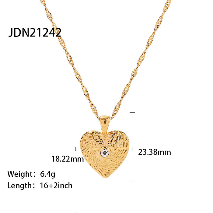Modern Style Heart Shape Stainless Steel  Plating Chain Pendant Necklace