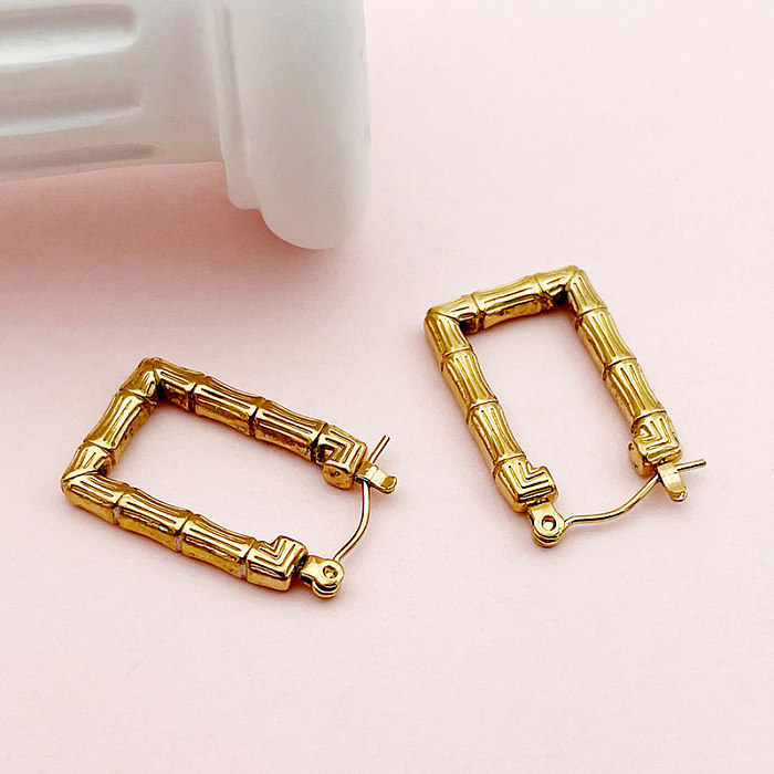 1 Pair Novelty Simple Style Rectangle Plating Stainless Steel  Gold Plated Hoop Earrings