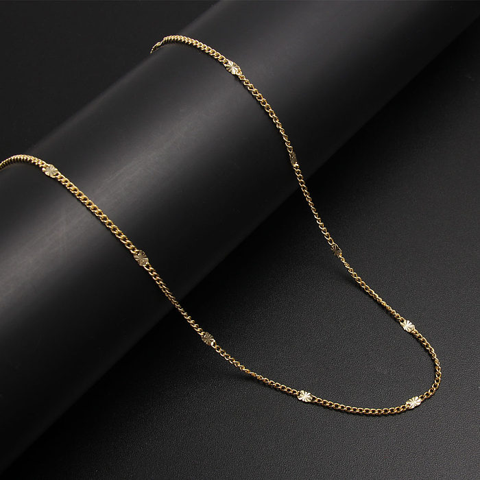 Simple Style Solid Color Stainless Steel  Gold Plated Necklace
