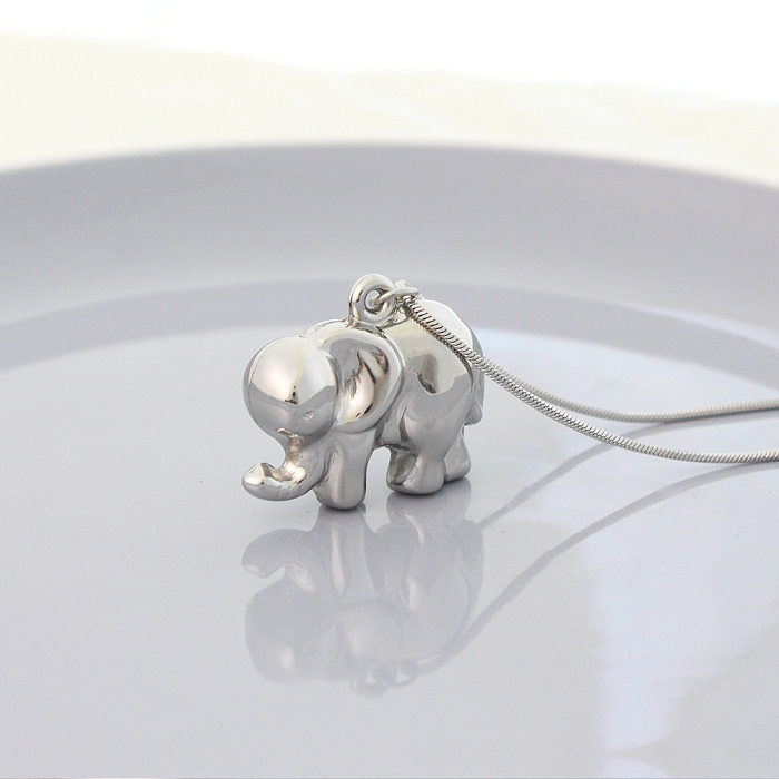 Lässige Streetwear-Elefant-Anhänger-Halskette aus Edelstahl