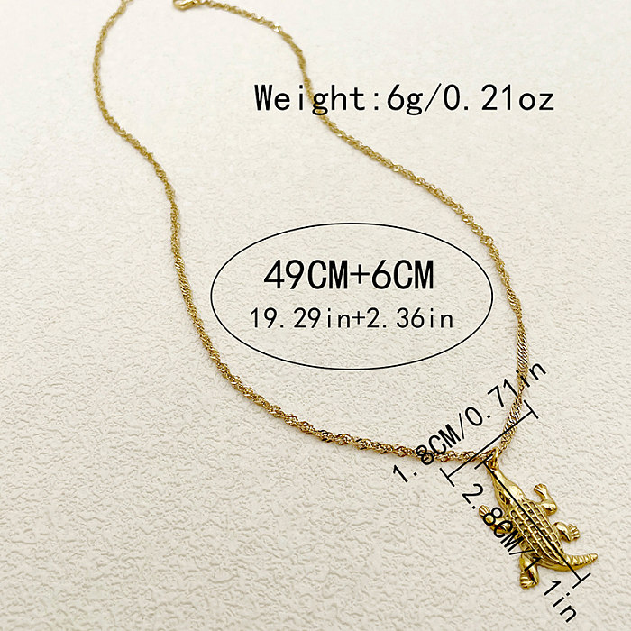 Hip-Hop Exaggerated Vacation Crocodile Stainless Steel  Gold Plated Pendant Necklace In Bulk
