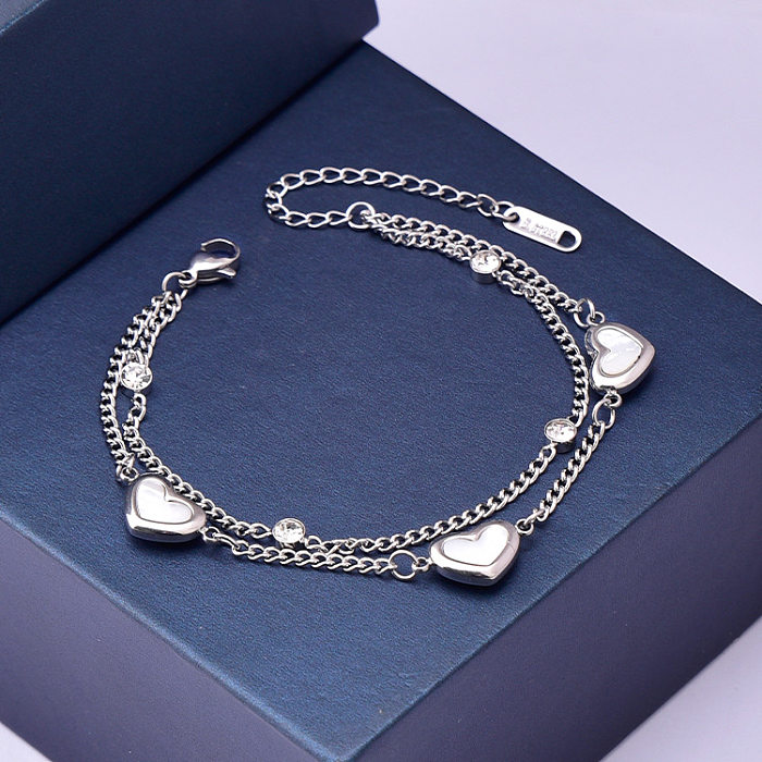 Wholesale Simple Style Heart Shape Titanium Steel Shell Bracelets