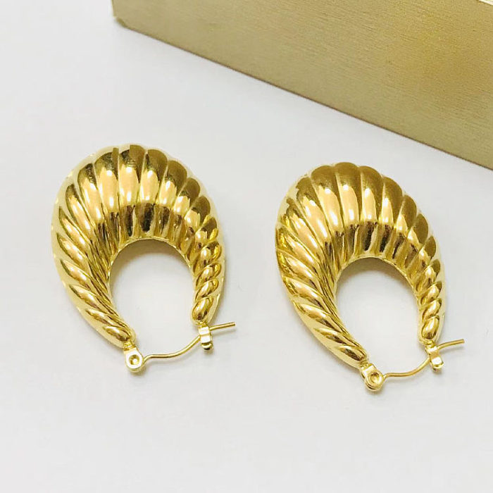 1 paire de boucles d'oreilles plaquées en acier inoxydable, Style Simple, en forme de U