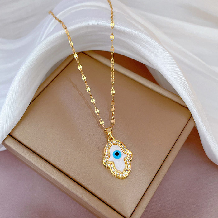 Modische geometrische Edelstahl-Kupferbeschichtung mit künstlichem Diamant-Halskette