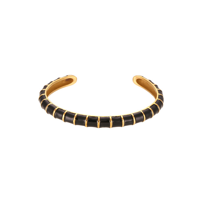 Estilo vintage estilo simples estilo clássico multicolorido banhado a ouro 18K pulseira de aço inoxidável