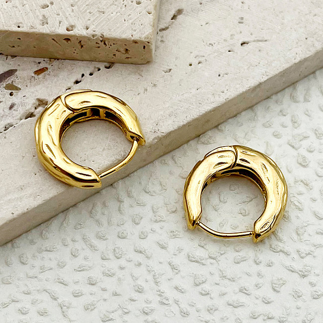 1 Pair Simple Style Round Plating Stainless Steel  Gold Plated Earrings
