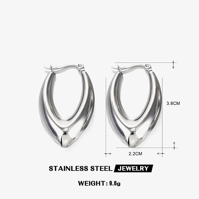1 par de pendientes de acero inoxidable pulidos de Color sólido ovalados en forma de U estilo Simple estilo IG